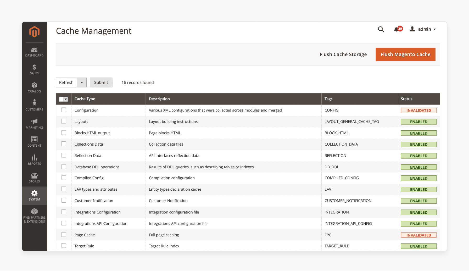 Refresh Cache and Indexes